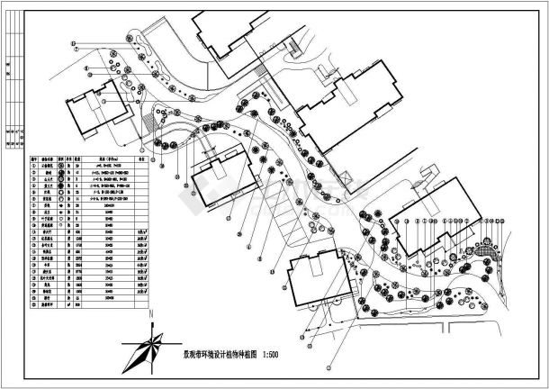 某地区小区景观带规划方案设计施工CAD图纸-图一
