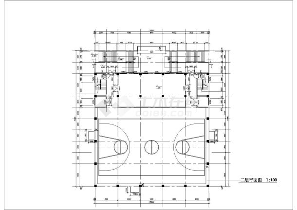 某三层学校体育馆建筑CAD图-图二