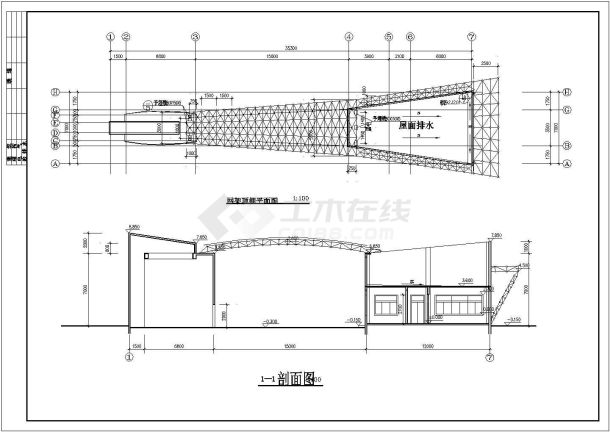 某厂区大门设计CAD结构大样施工图-图一