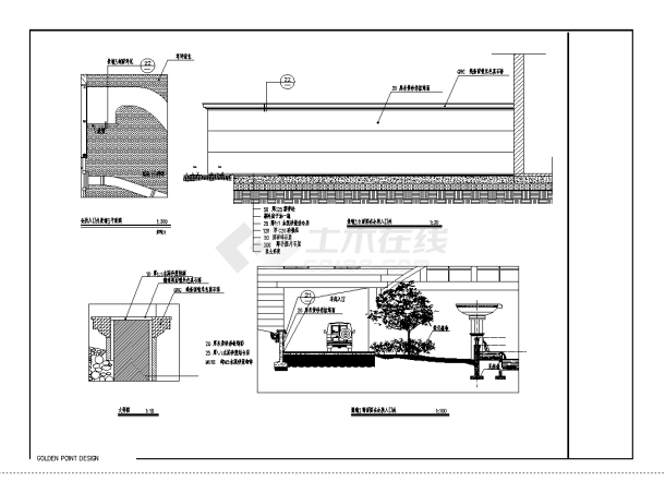 2套会所入口景墙大样图设计施工cad图纸-图一