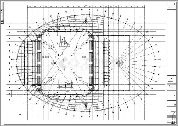 框架-钢支撑钢结构屋盖奥林匹克公园体育馆结构施工CAD图-图二