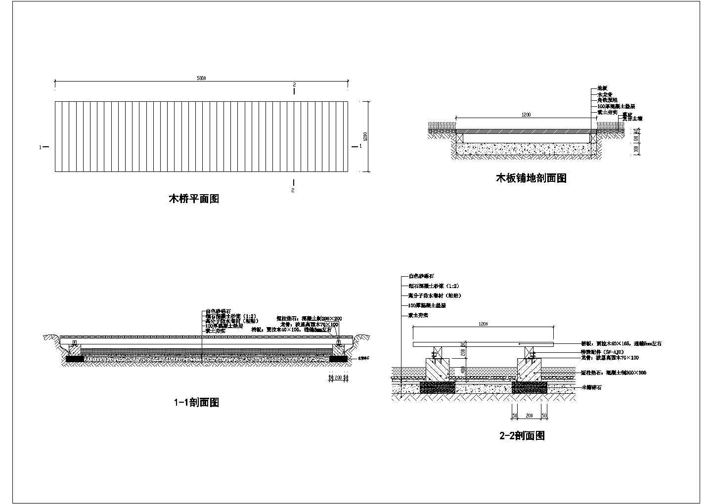 某园桥方案木桥CAD完整详细设计图