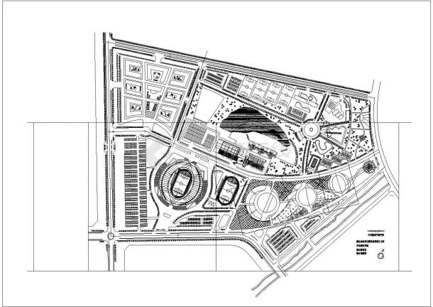 烟台市体育公园体育馆设计方案总平面CAD图纸-图一