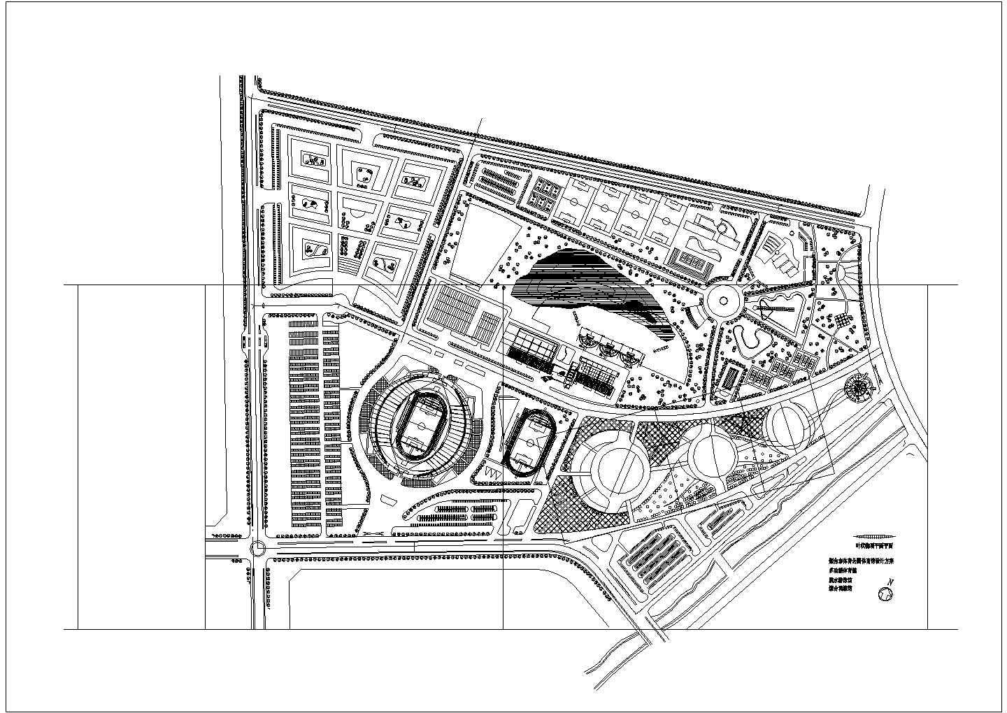 烟台市体育公园体育馆设计方案总平面CAD图纸