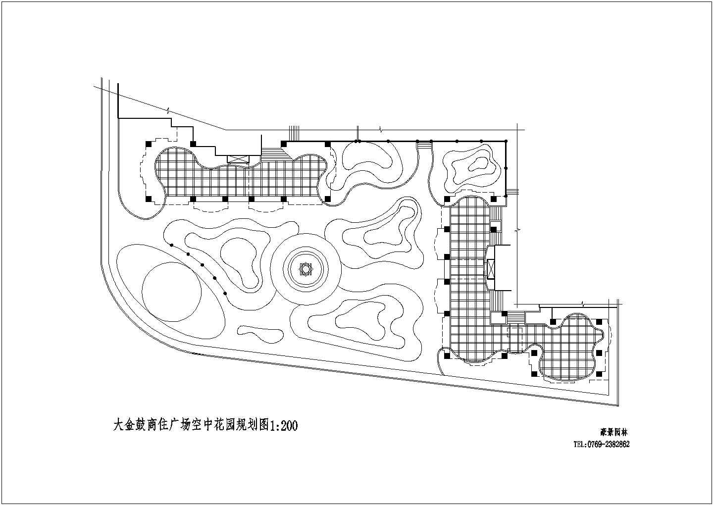 某商住广场空中花园CAD设计完整平面图