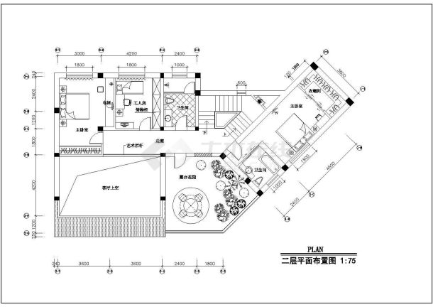 江苏某三层现代风格别墅建筑施工图纸（标注明细）（7张图纸）-图二