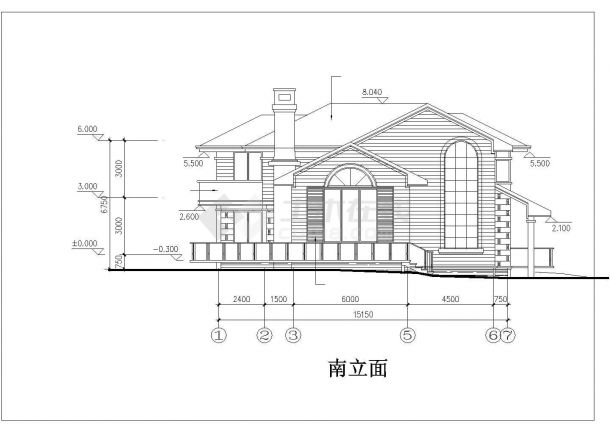 厦门市某度假村290平米双层框混结构单体别墅平立剖面设计CAD图纸-图一