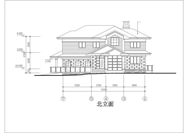 厦门市某度假村290平米双层框混结构单体别墅平立剖面设计CAD图纸-图二