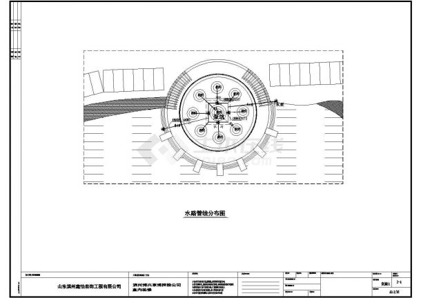 黄冈市某亲水平台喷泉施工设计CAD图-图一