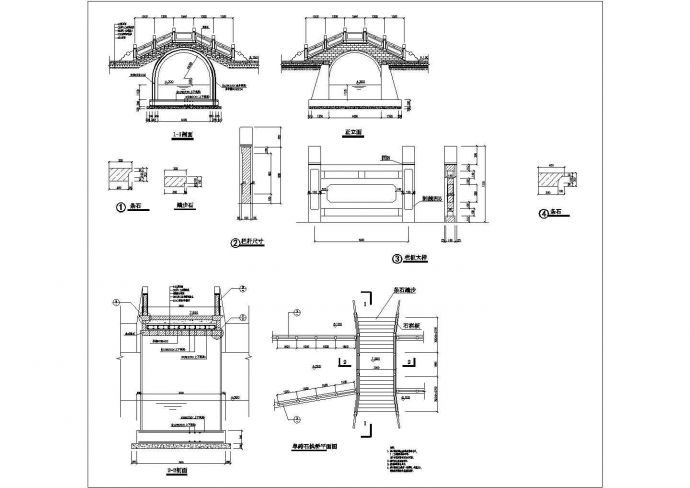 某单跨石拱桥CAD构造平面施工_图1