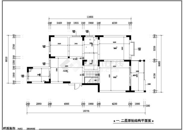浙江省兰溪省某两居室家居设计装修cad施工方案图-图一