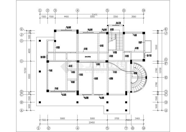 别墅施工图平面部分CAD图纸-图二