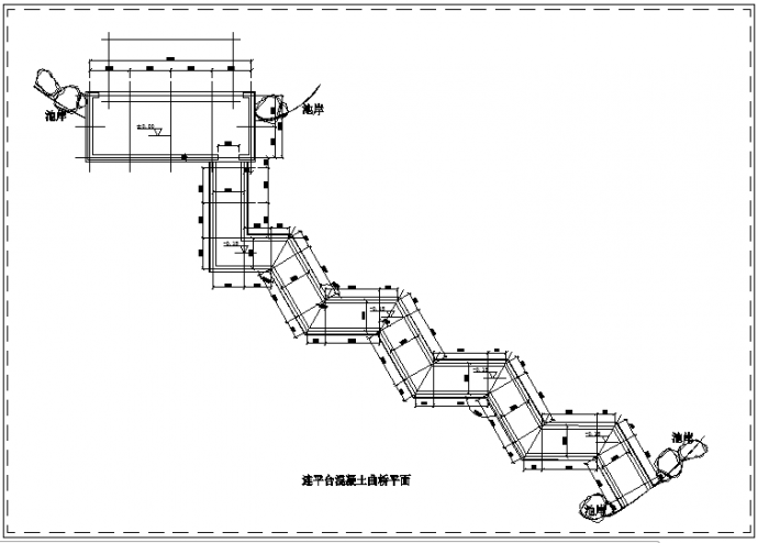 某连平台混凝土曲桥CAD全套构造施工图纸_图1