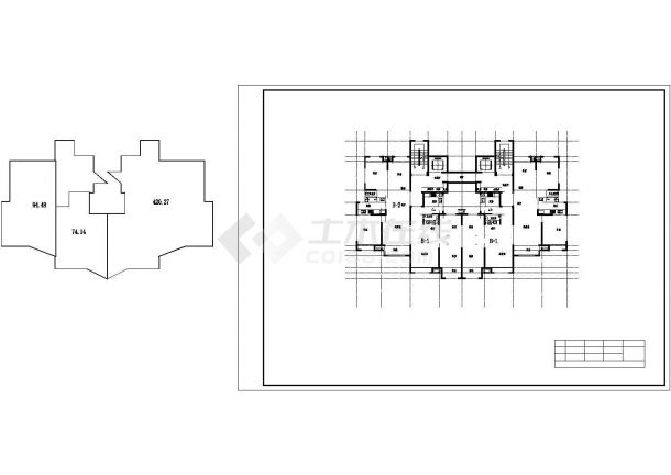 昆明天润城小区住宅楼标准层平面设计CAD图纸（1梯4户对称型/92+117）-图一