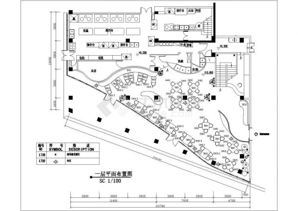 一整套一层餐厅室内装修cad平面施工图-图二