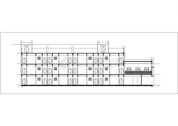 重庆大渡口区某社区幼儿园2800平米3层框架教学楼CAD建筑设计图纸-图二
