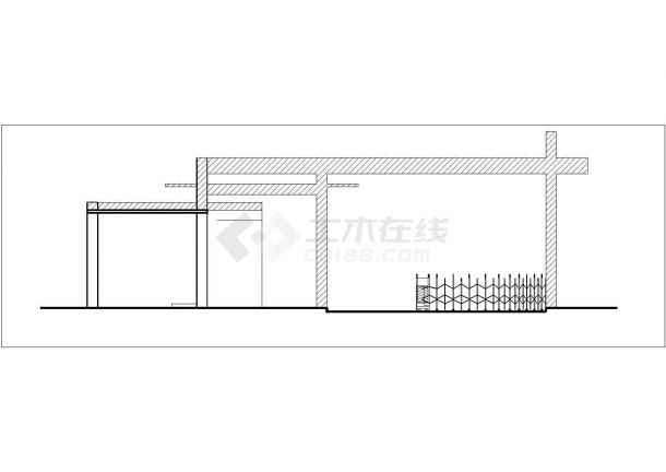 海口市某实验小学32平米框架结构门卫室CAD建筑设计图纸-图二