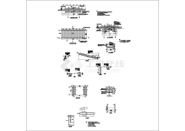 某单跨石拱桥CAD构造详细全套图纸-图一
