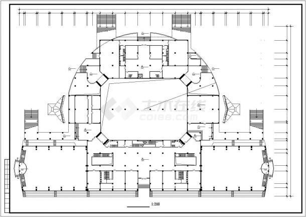 某大学三层体育馆设计cad建筑方案图（标注详细）-图二