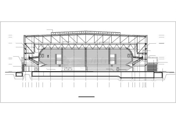 北京某大学1.1万平米3层钢框架结构体育馆平立面CAD设计图纸-图一