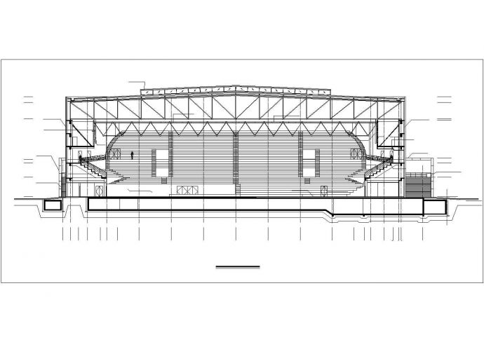 北京某大学1.1万平米3层钢框架结构体育馆平立面CAD设计图纸_图1