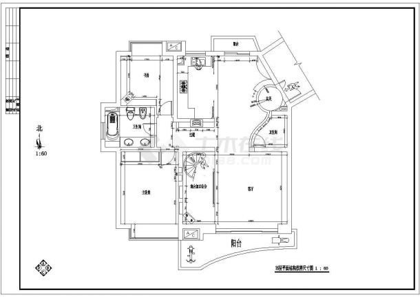 邵阳跃层套房室内装饰设计全套施工cad图-图二