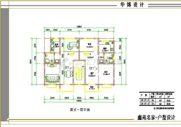 南京市杏园名家小区73-130平米平面户型设计CAD图纸（23张）-图二