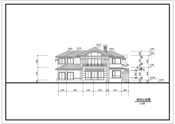 某框混结构二层现代别墅设计cad建筑方案图（甲级院设计）-图二
