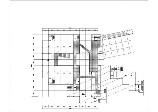 南京博物馆2900平米3层框混结构展览馆平立面设计CAD图纸-图一