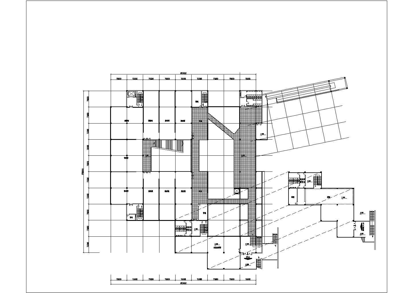 南京博物馆2900平米3层框混结构展览馆平立面设计CAD图纸