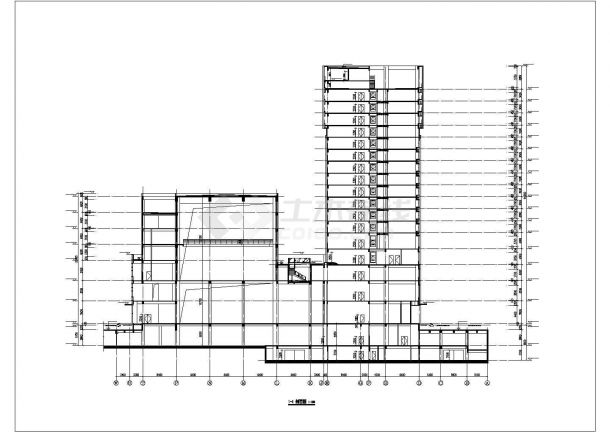 许昌市某石油公司2.8万平米17层框架结构研发大楼CAD建筑设计图纸-图二