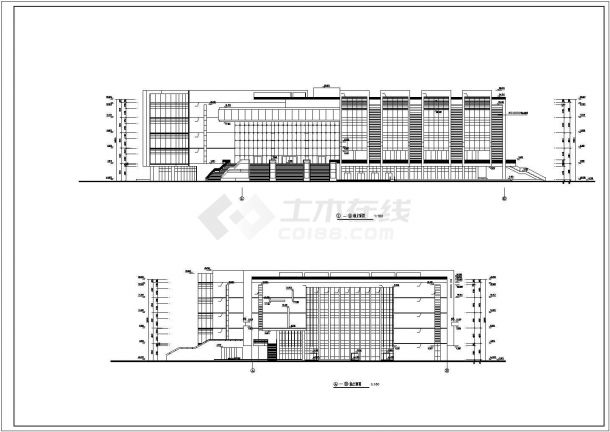 西安历史博物馆2万平米5层框架展览馆平立剖面设计CAD图纸-图一