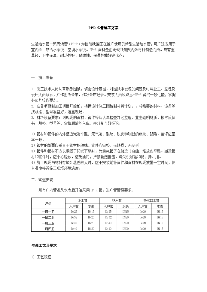 生活给水PPR水管施工组织设计方案-图一