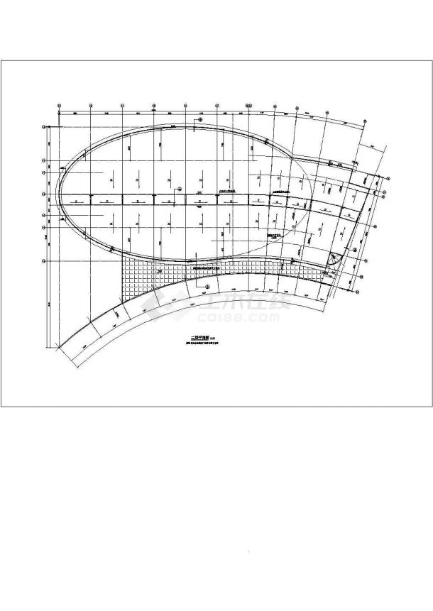 食堂平面和屋顶网架建筑设计CAD施工图-图二