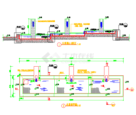 某小区水景墙施工CAD构造全套详图-图一