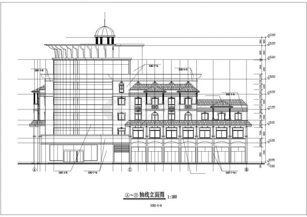 常州市钟楼区某3100平米5层框架结构休闲会所CAD建筑设计图纸-图一