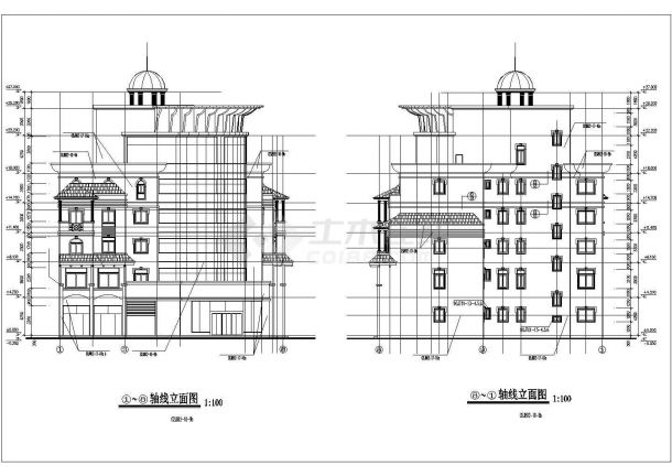 常州市钟楼区某3100平米5层框架结构休闲会所CAD建筑设计图纸-图二