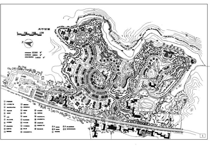 总用地322400平米小区规划总平面CAD图_图1