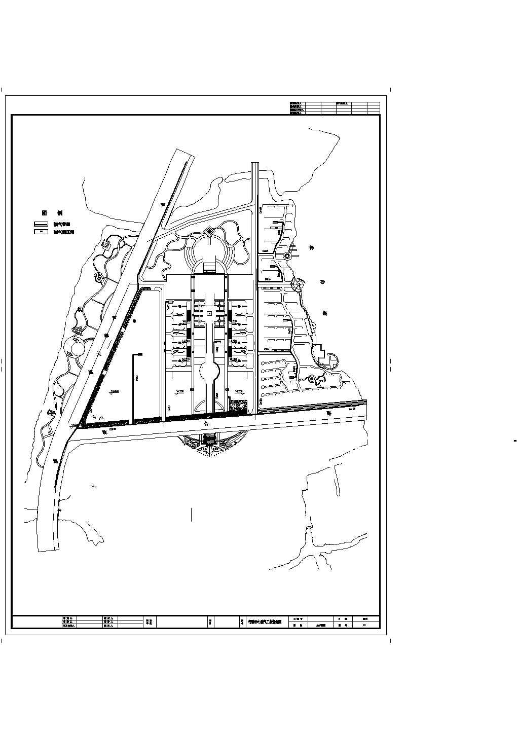 【南通】某行政中心市政设施规划图(含给排水规划图，燃气管网规划图)