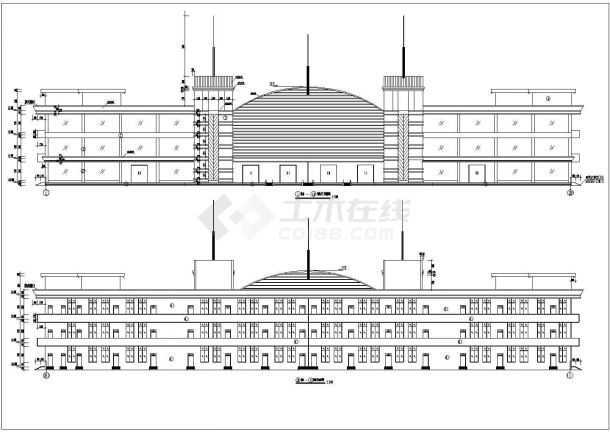 克拉玛依市某商业街3500平米层框架结构美食城CAD建筑设计图纸-图一