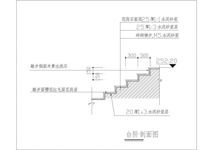 某台阶做法CAD平立面施工构造图_图1