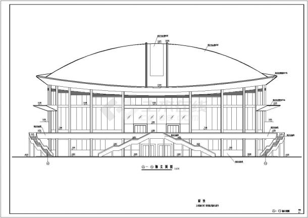 [广西]某三层框架结构体育馆建筑施工图纸，标注明细-图二