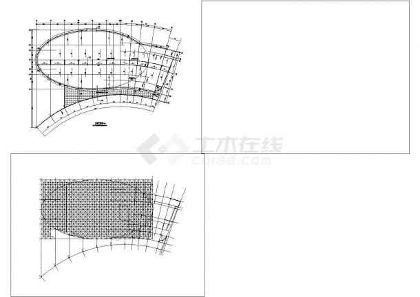 食堂平面和屋顶网架建筑施工CAD图-图二