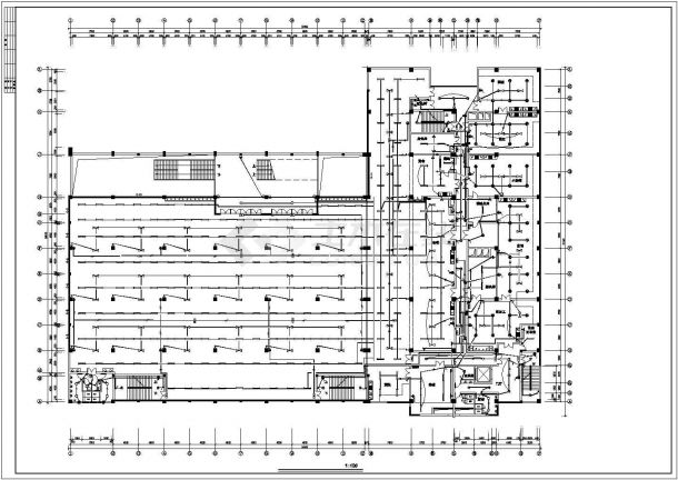 多层大学食堂电气系统规划CAD平面图-图一