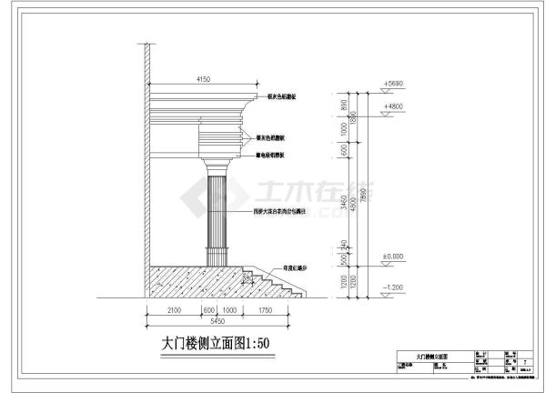 某邮电大楼门楼CAD全套设计完整建筑施工图-图一