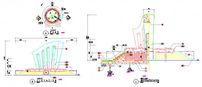 某广场水景小品竖琴设计CAD全套详细施工图_图1