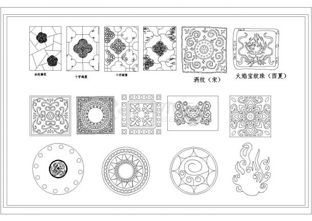 某地面图案铺装素材CAD节点构造施工图-图一