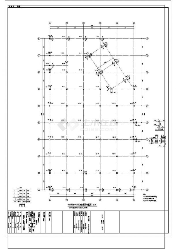 [辽宁]地上三层框架结构农贸市场结构施工CAD图-图一