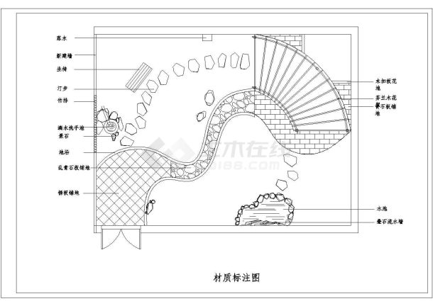 某花园庭院绿化景观规划方案设计施工CAD图纸-图二