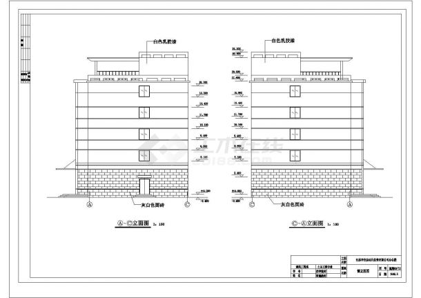 苏州市某国有单位3200平米5层框架行政办公楼建筑设计CAD图纸-图一